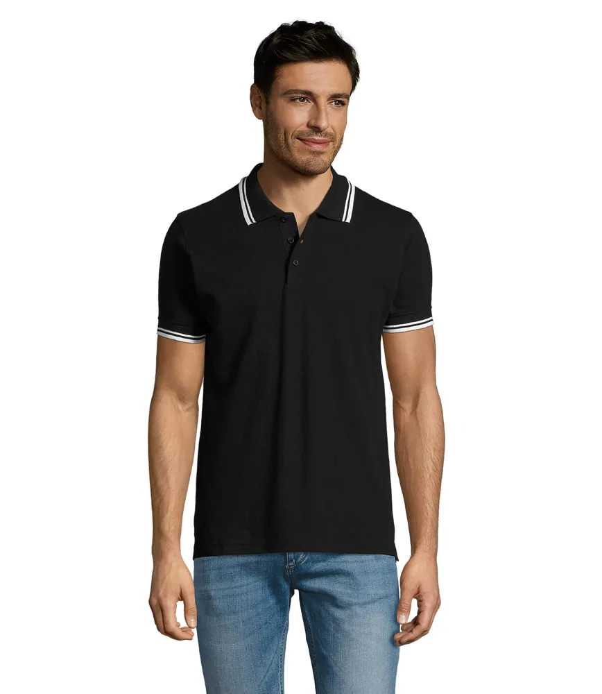 Pasadena Men · Pasadena heren polo 200g – Zwart/wit