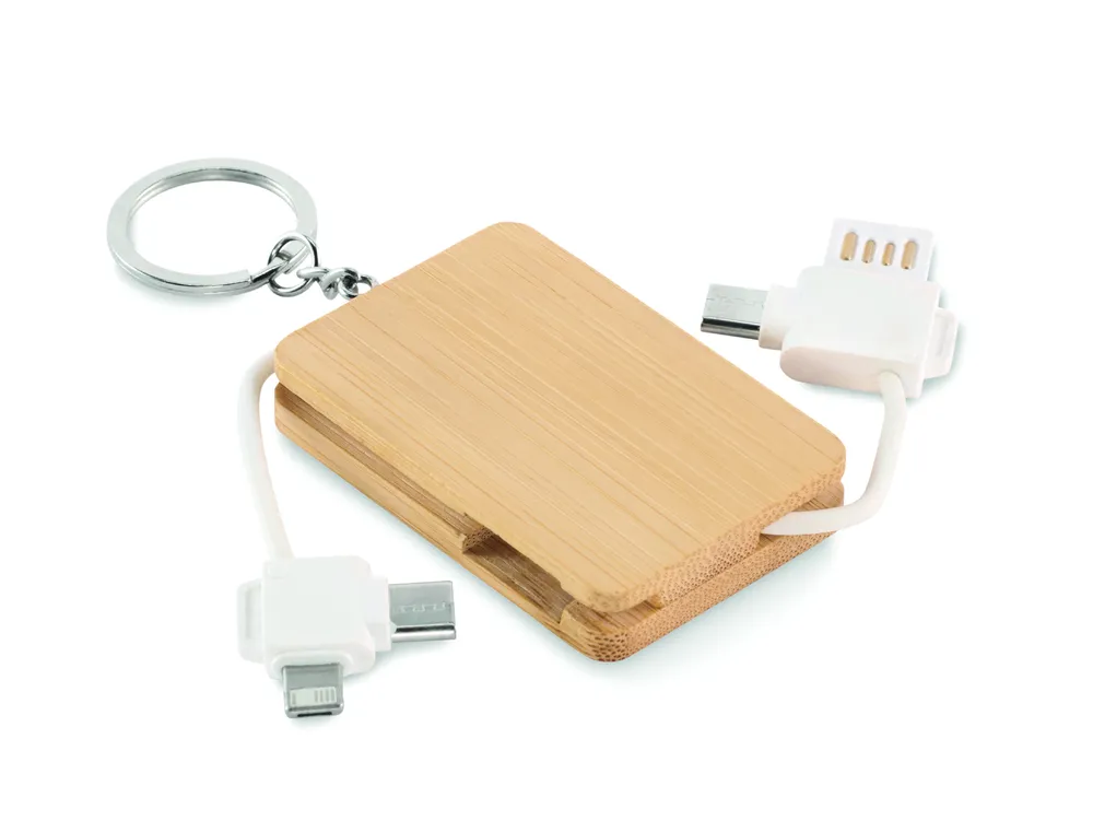 Bupow · Sleutelhanger oplaadkabel – Hout