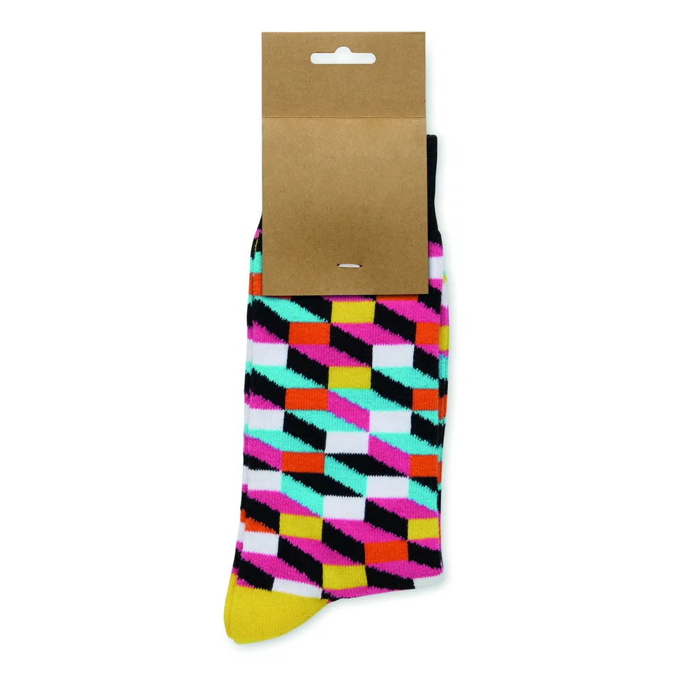 Funny L · Sokken met een grappig patroon – Fuchsia