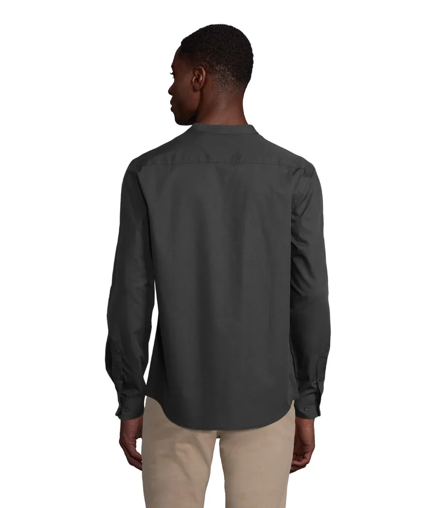 Bart Men Mao Collar Shirt – Diep zwart