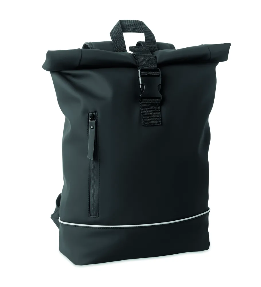 Laptosa · Laptop 15" rolltop PU rugzak – Zwart