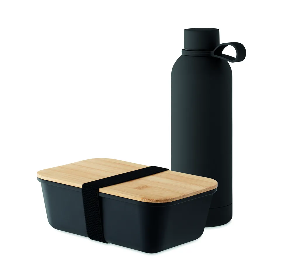 Emerald Set · Cadeauset lunchbox en fles – Zwart
