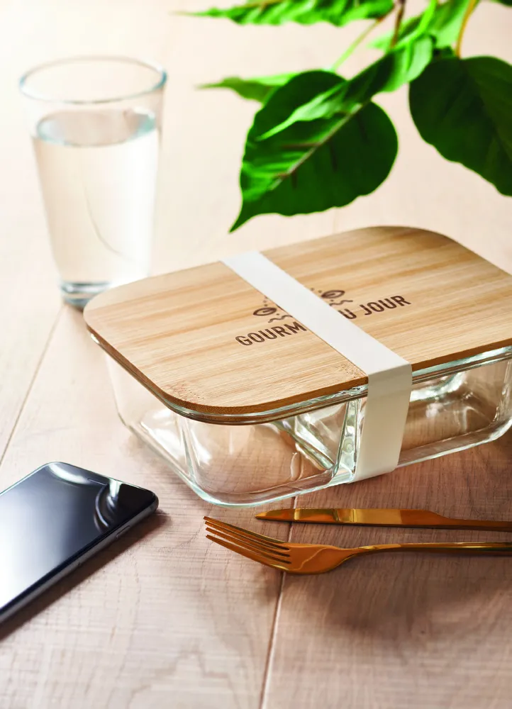 Tundra 3 · Glazen lunchbox bamboe deksel – Transparant