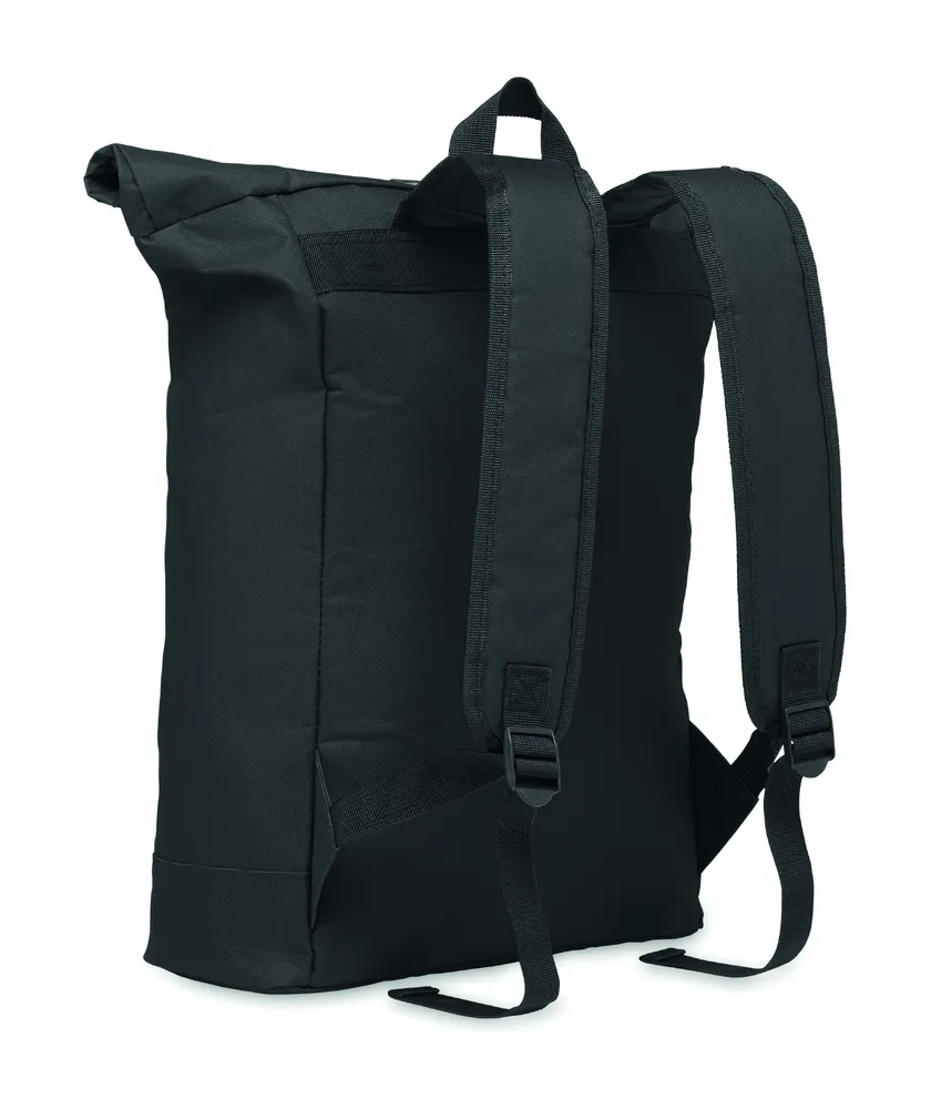 Irea · 600D polyester rolltop rugzak – Zwart