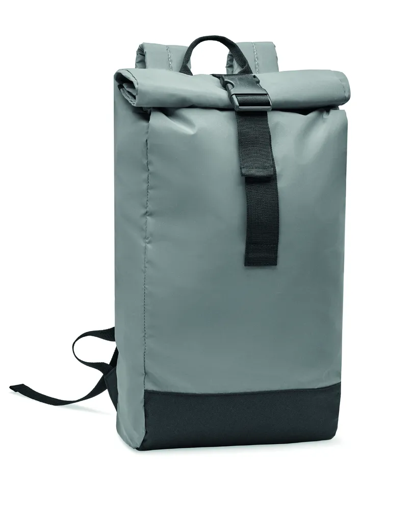 Bright Rollpack · Reflecterende rolltop rugzak – Mat zilver