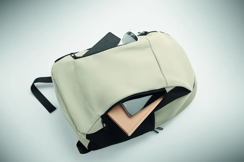 Korovin · 15" zachte PU laptop rugzak – Gebroken wit