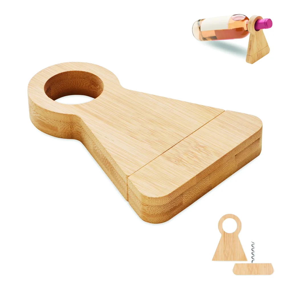 Standturn · Bamboe flessenhouder & opener – Hout