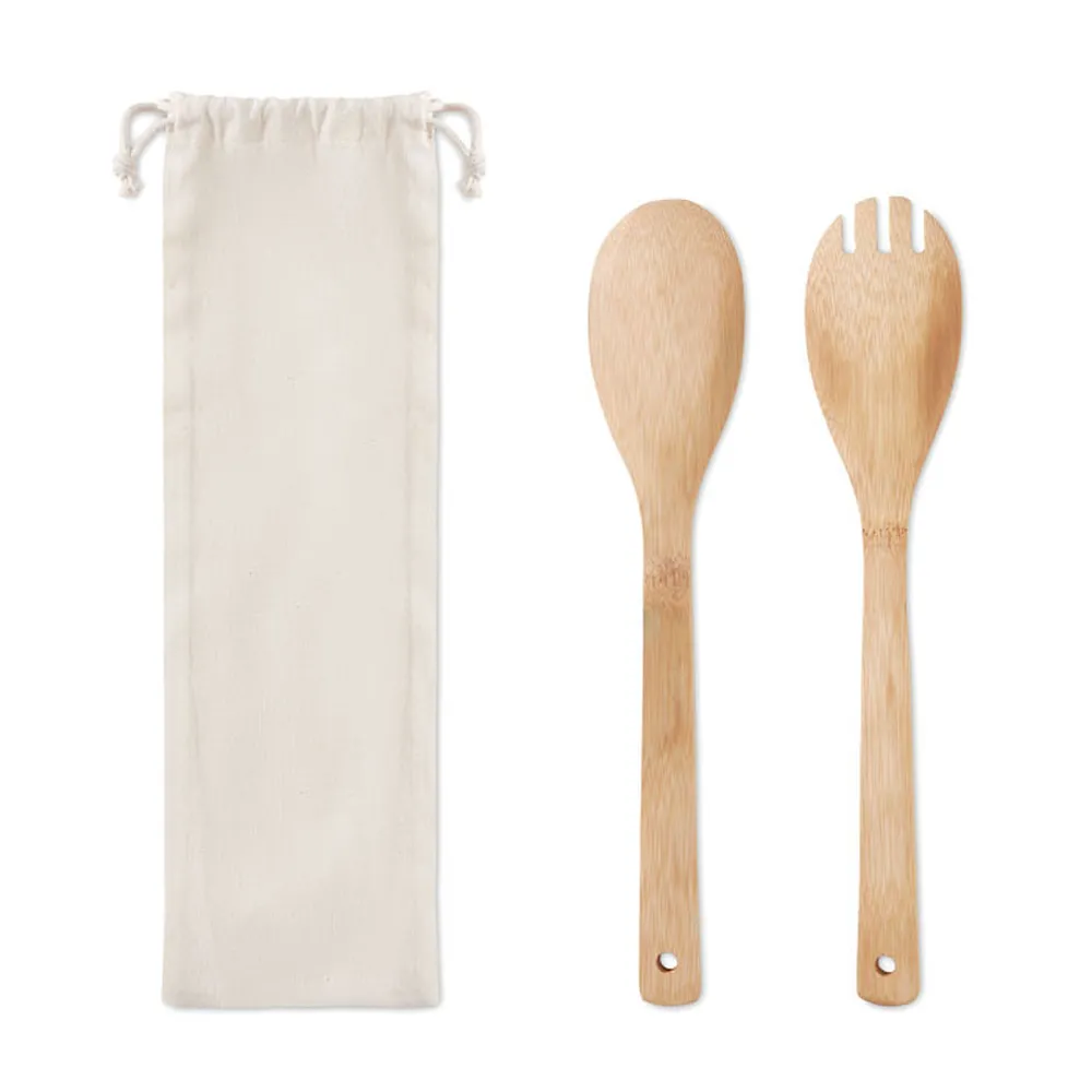Mayen Set · Bamboe saladebestek – Beige