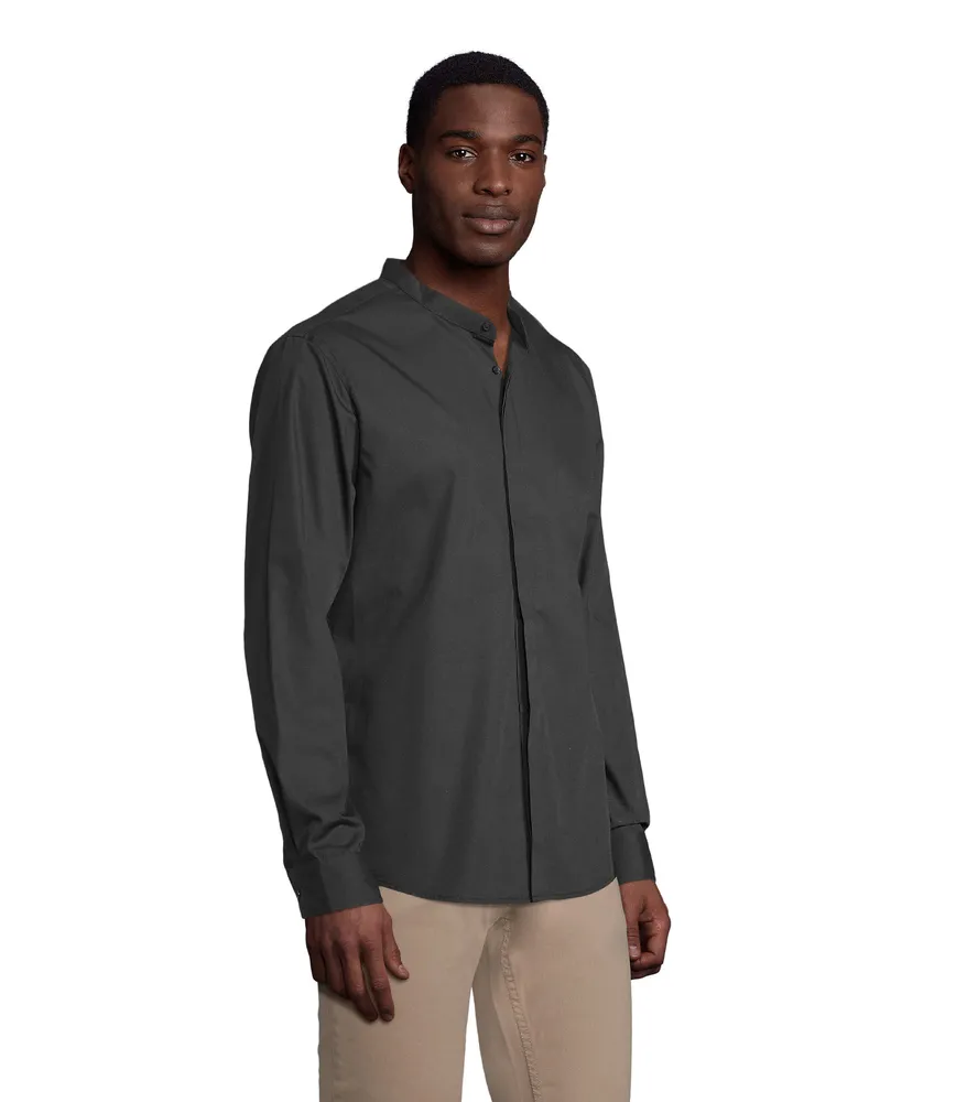Bart Men Mao Collar Shirt – Diep zwart
