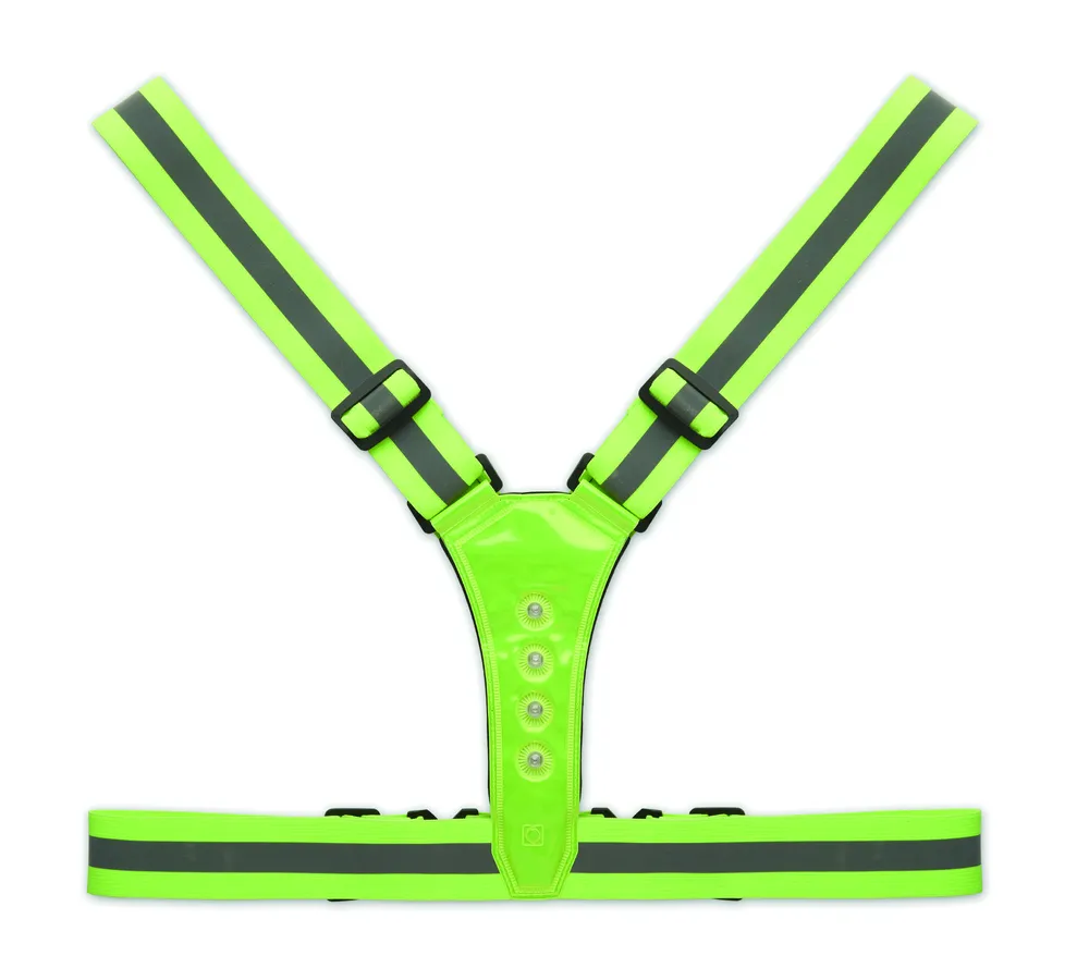 Roundvisible · Reflecterende riem met LED – Neon groen