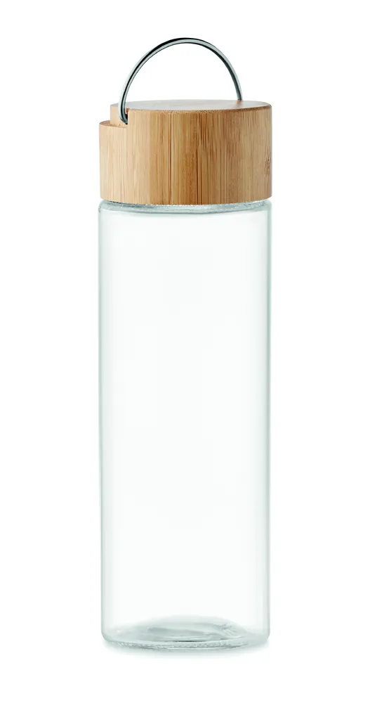 Ameland · Glazen fles 500ml  bamboe dop – Transparant
