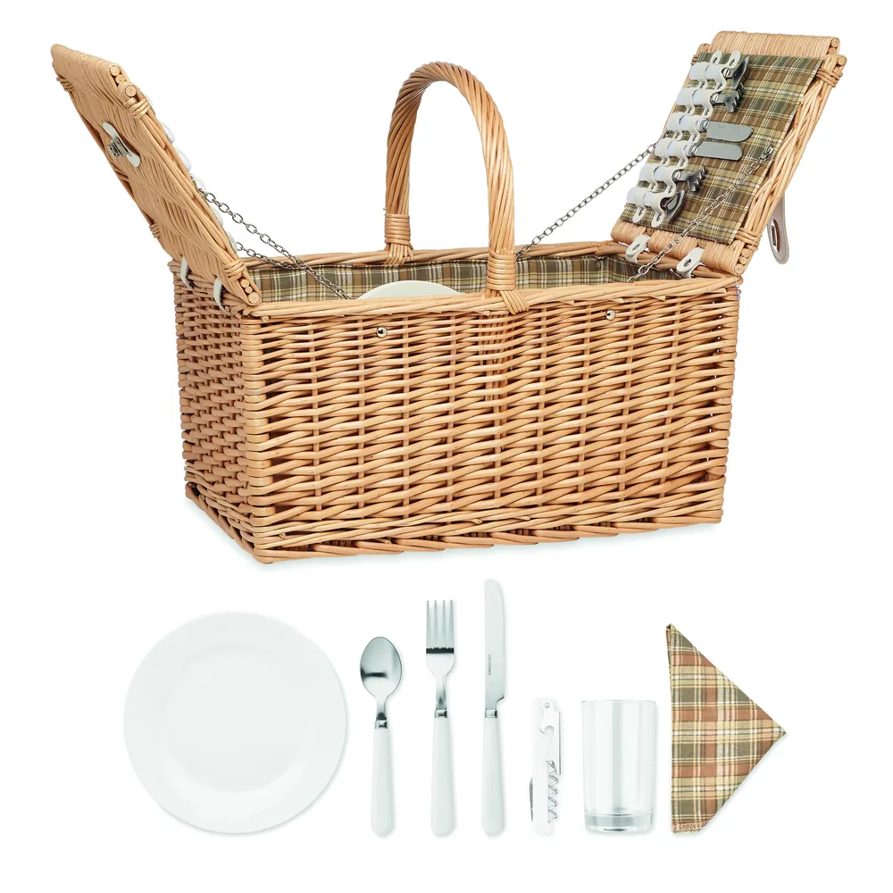 Mimbre Plus · 4-persoons rotan picknickmand – Hout