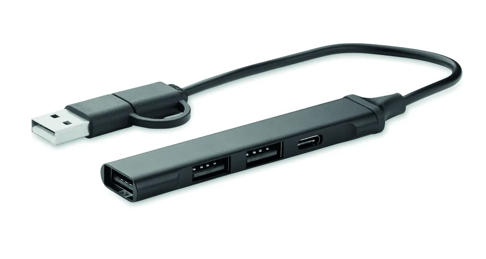 Current · USB 4-poorts hub 19 cm – Zwart
