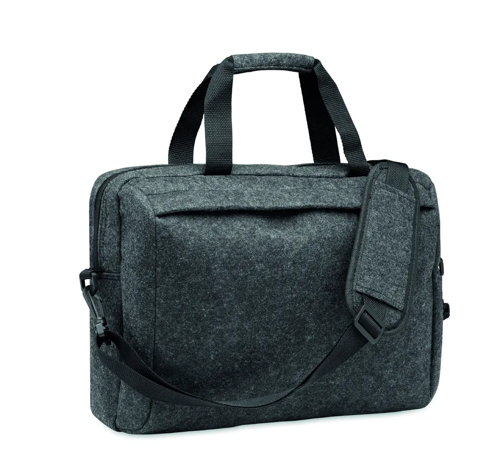 Plana · 15 inch RPET vilten laptoptas – Steengrijs