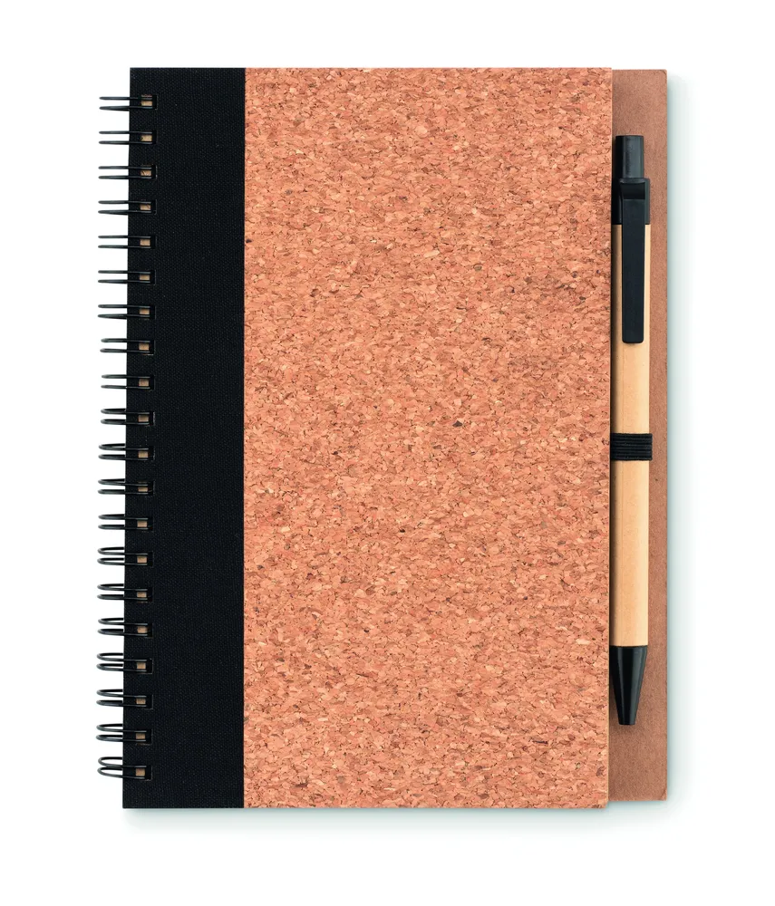 Sonora Pluscork · Kurk notitieboek met pen – Zwart