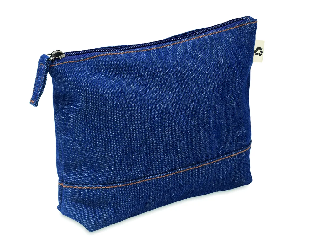 Style Pouch · Gerecycled denim toilettasje – Blauw