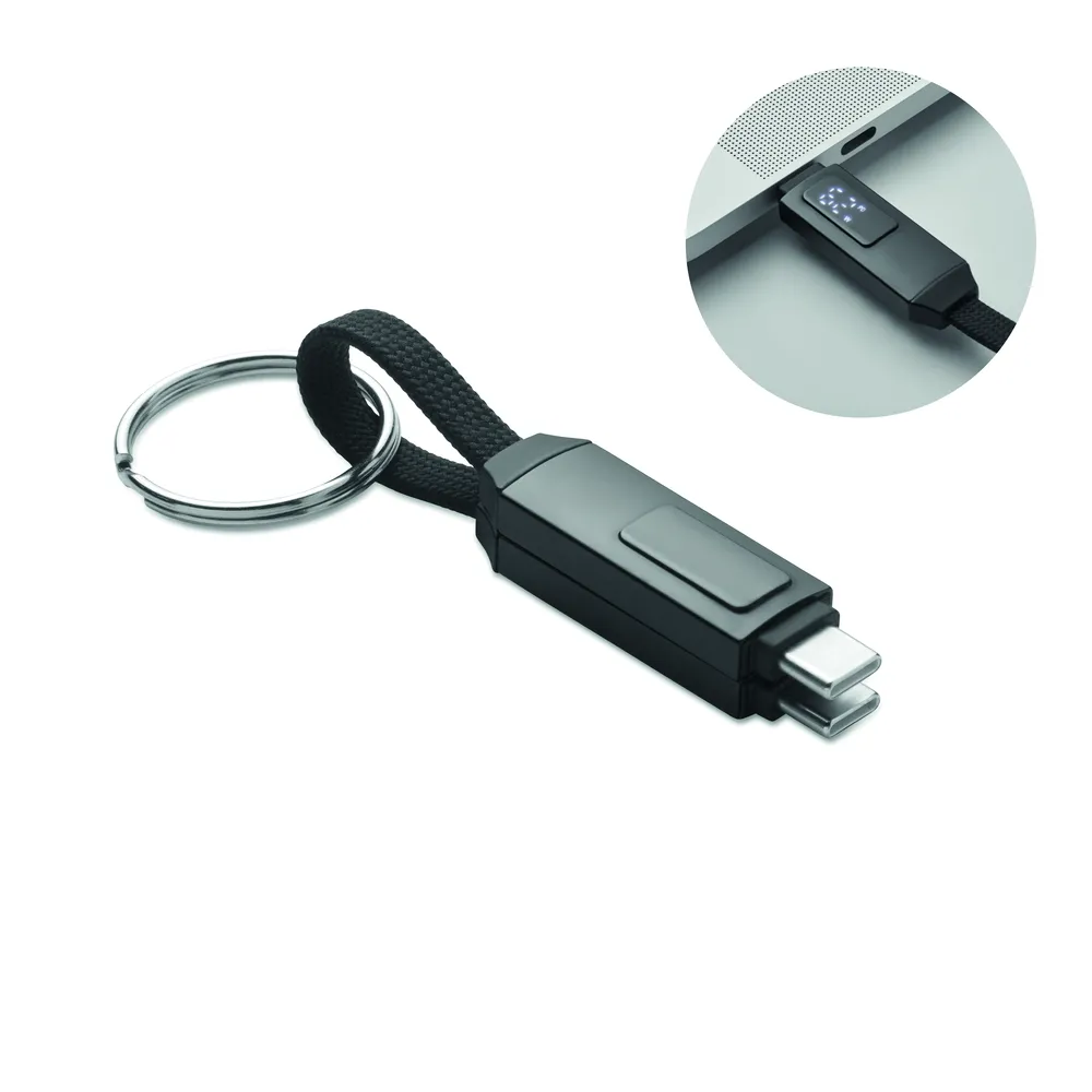 Keysto · 60W oplaadkabel sleutelhanger – Zwart