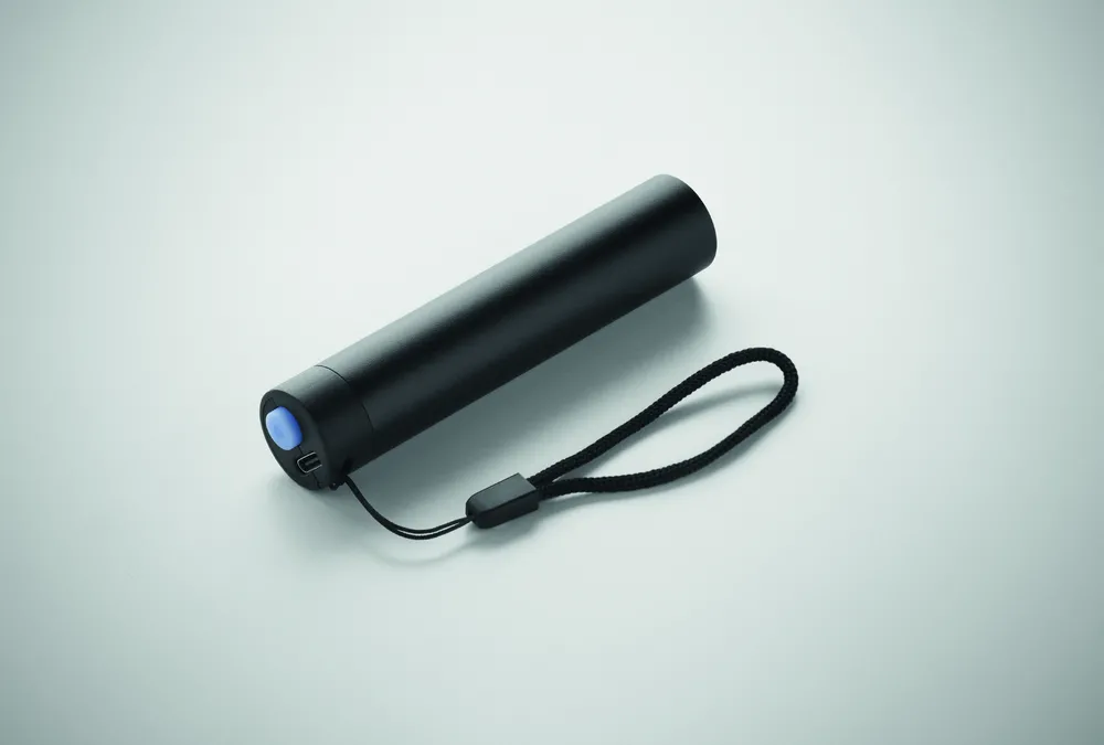 Lume · Gerecyclede aluminium zaklamp – Zwart