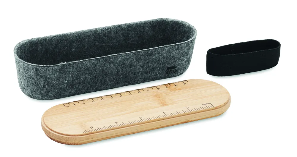 Mile · RPET vilten etui met deksel – Hout