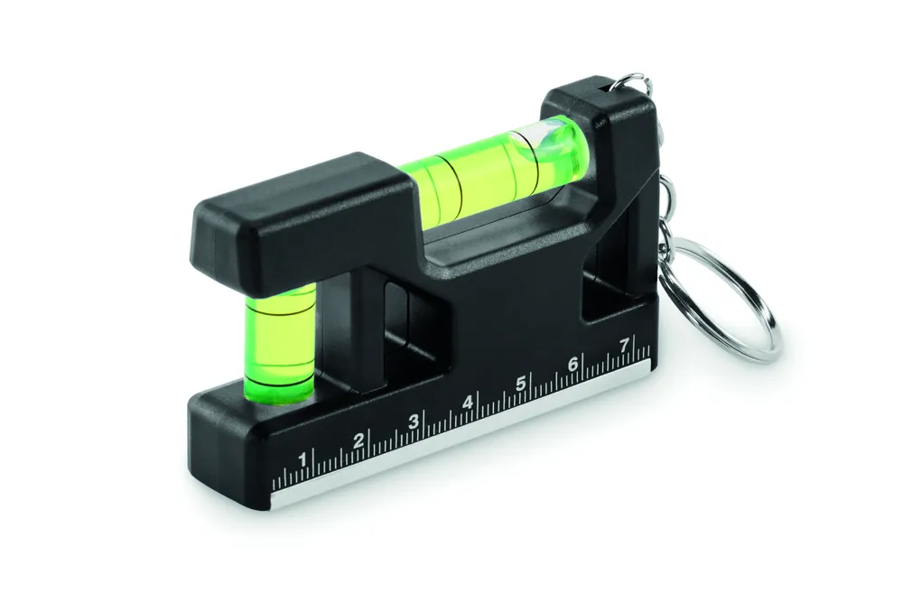 Magevel · Magnetische waterpas ABS sleutelha – Zwart