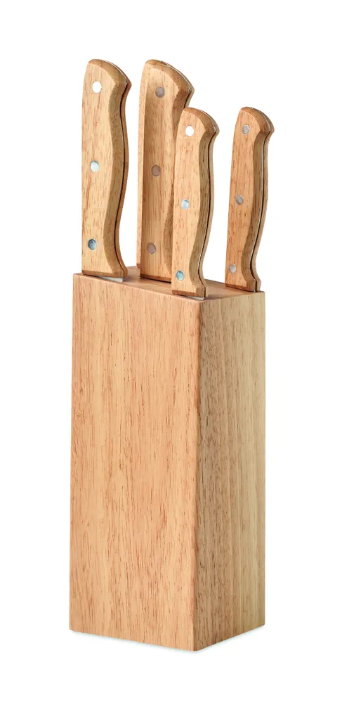 Gourmet · 5-Delige messenset in blok – Hout