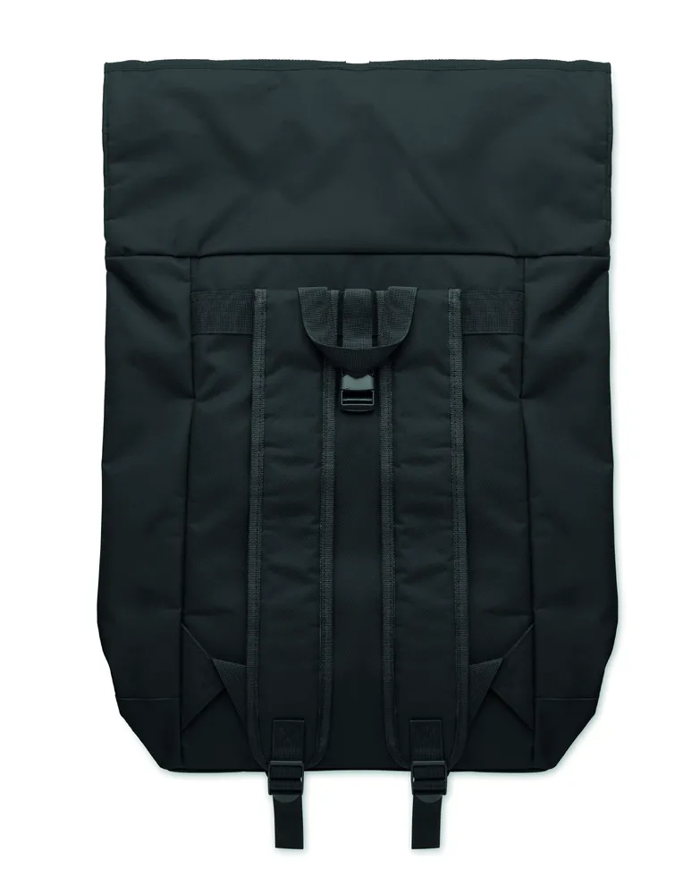 Irea · 600D polyester rolltop rugzak – Zwart