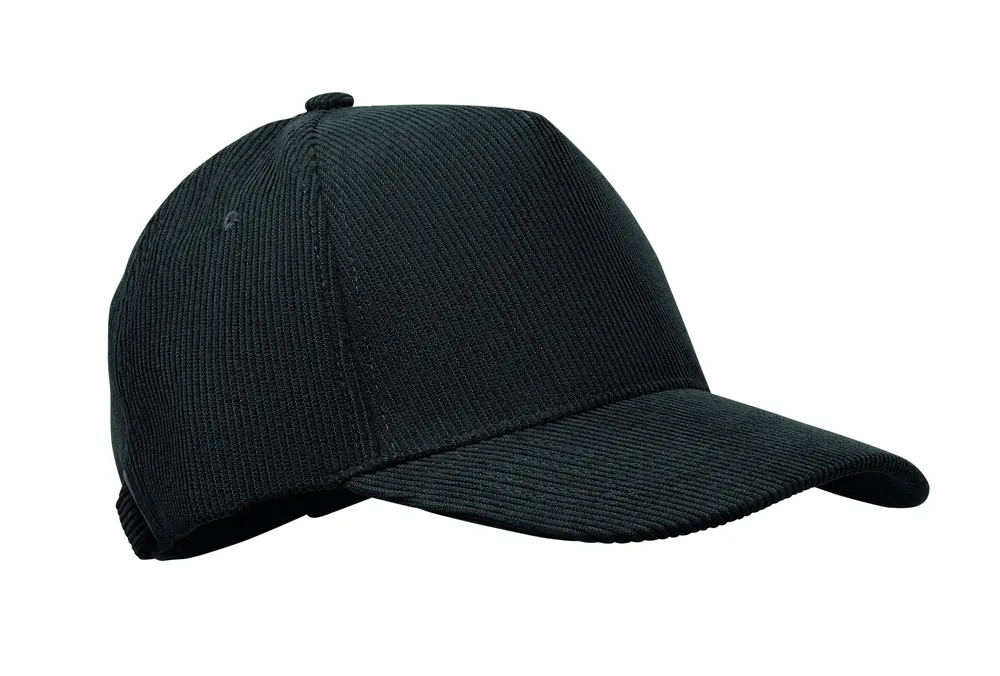 Wale · 5 panelen corduroy baseballcap – Zwart