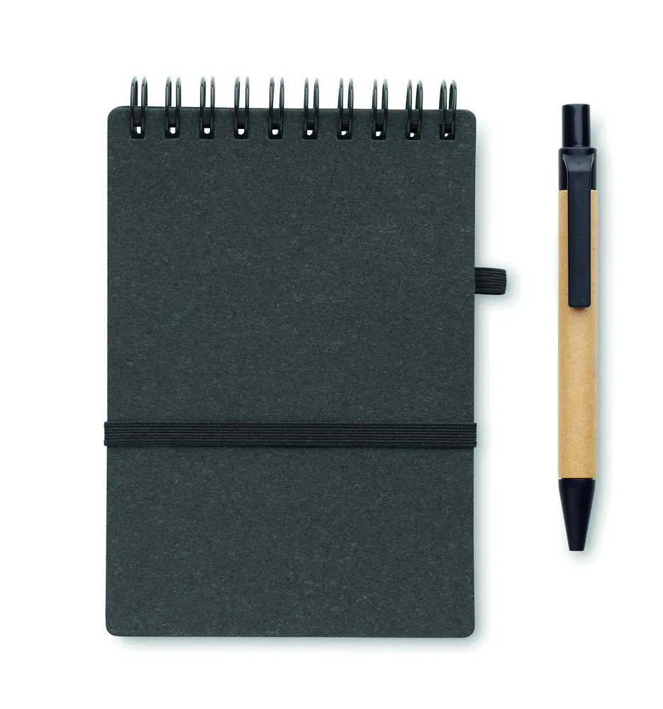 Notie · B7 Gerecycled notitieboek met balp – Steengrijs