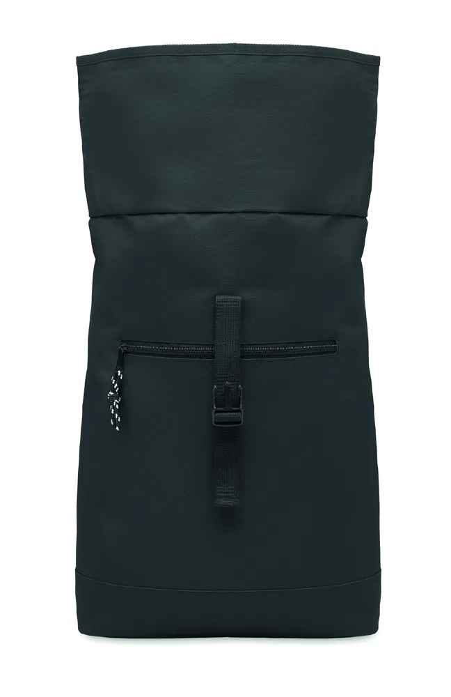 Irea · 600D polyester rolltop rugzak – Zwart