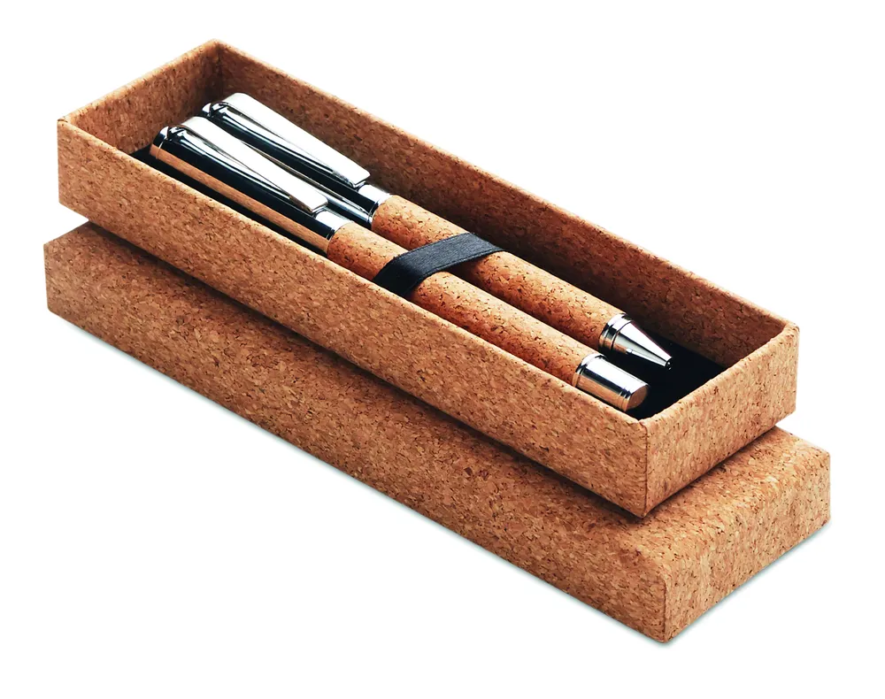 Quercus · Schrijfset in kurk giftbox – Hout