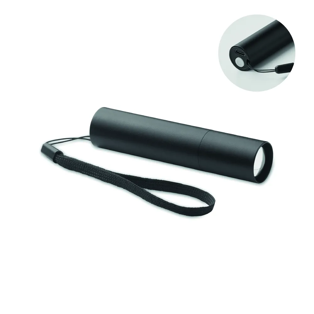 Aluminate · Oplaadbare aluminium zaklamp – Zwart