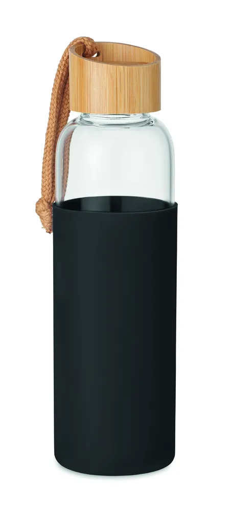 Chai · Glazen fles 500 ml in pouch – Zwart