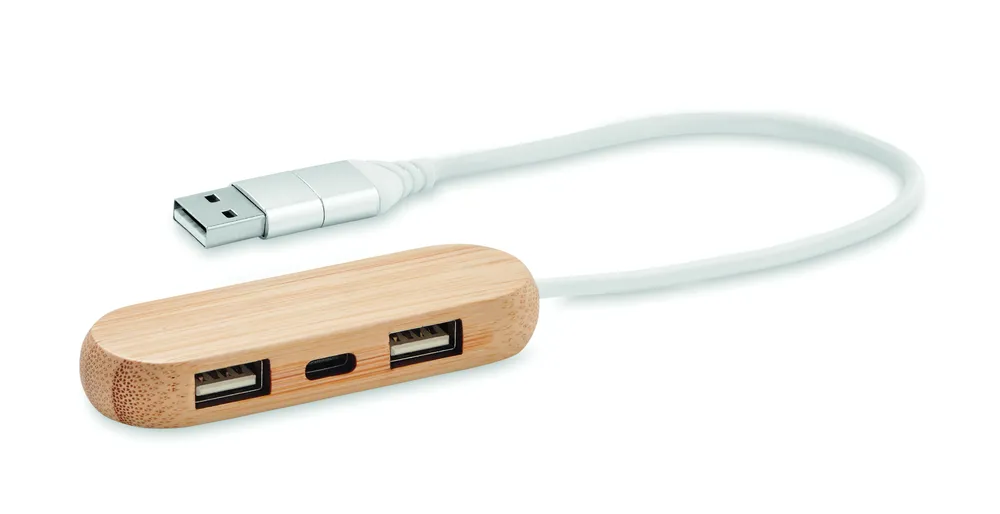 Vina C · 3-poorts USB-hub – Hout