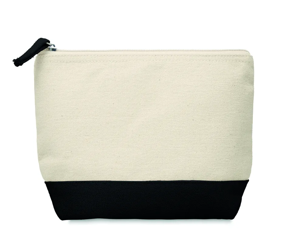 Kleuren · 2-Kleurige katoenen toilettas – Zwart