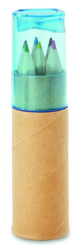 Petit Lambut · 6 Kleurpotloden in koker – Transparant blauw