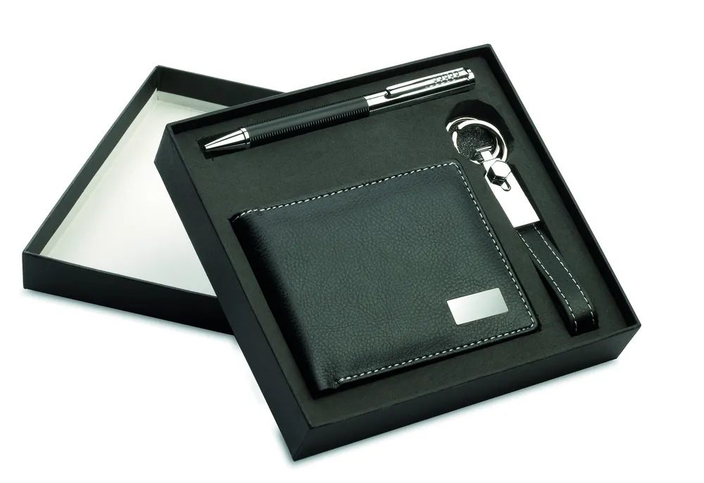 Eleganci · 3-Delige PU cadeauset – Zwart