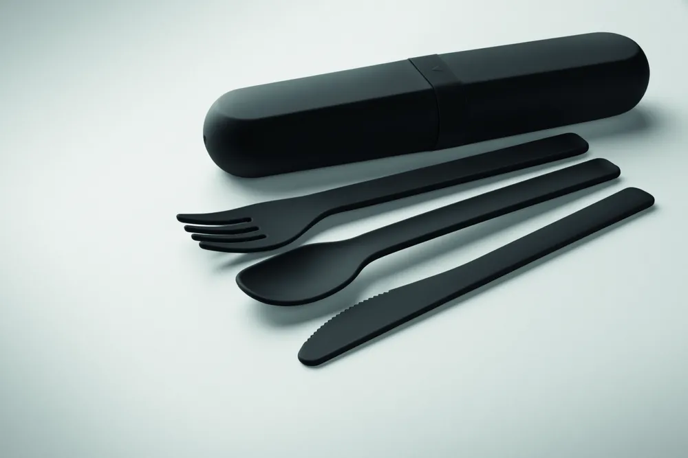 Biteful · Bestekset en koker in PLA – Zwart