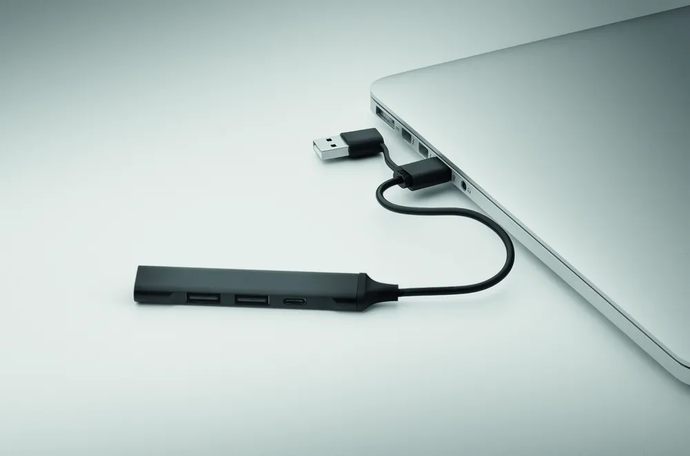 Current · USB 4-poorts hub 19 cm – Zwart