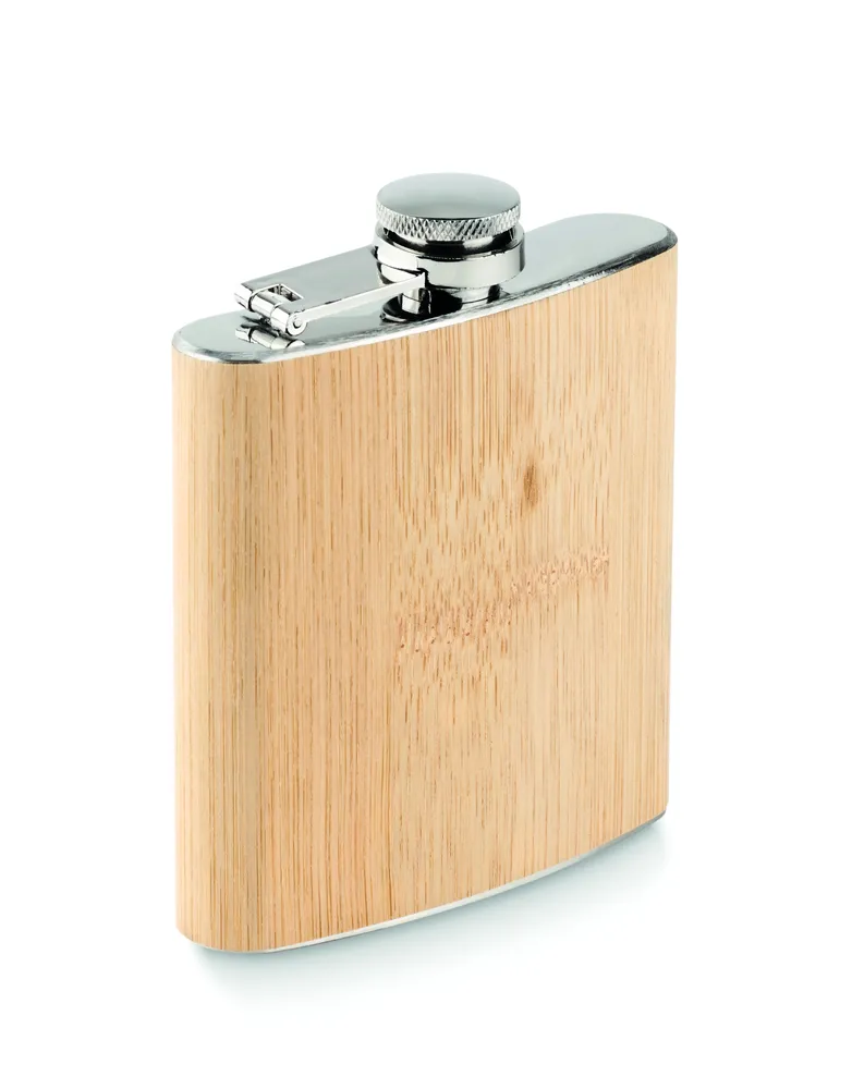 Hiphip · Platte bamboe heupfles 170ml – Beige