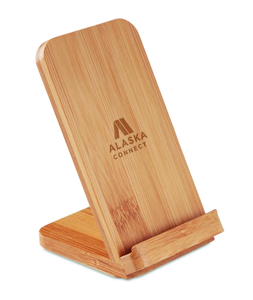Wirestand · Draadloze bamboe oplaadstation – Hout