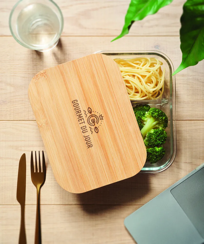 Tundra 3 · Glazen lunchbox bamboe deksel – Transparant