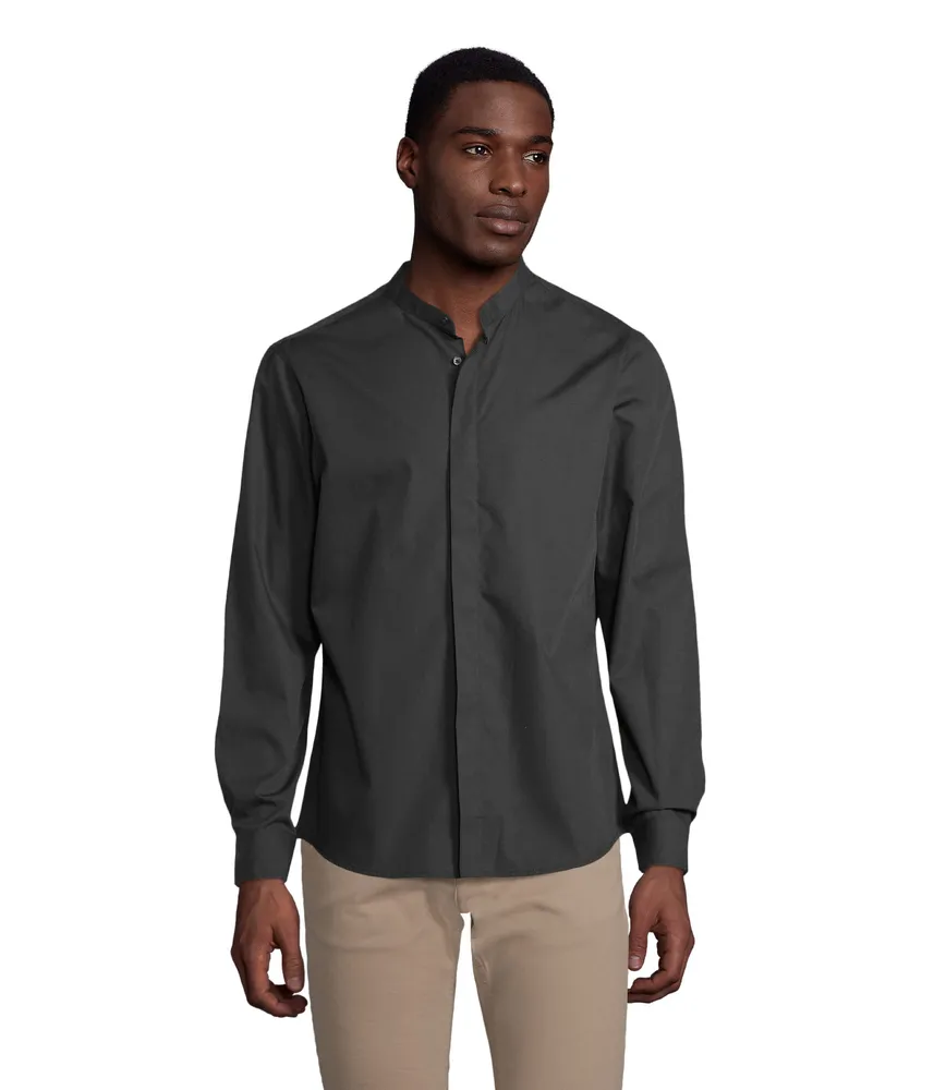 Bart Men Mao Collar Shirt – Diep zwart
