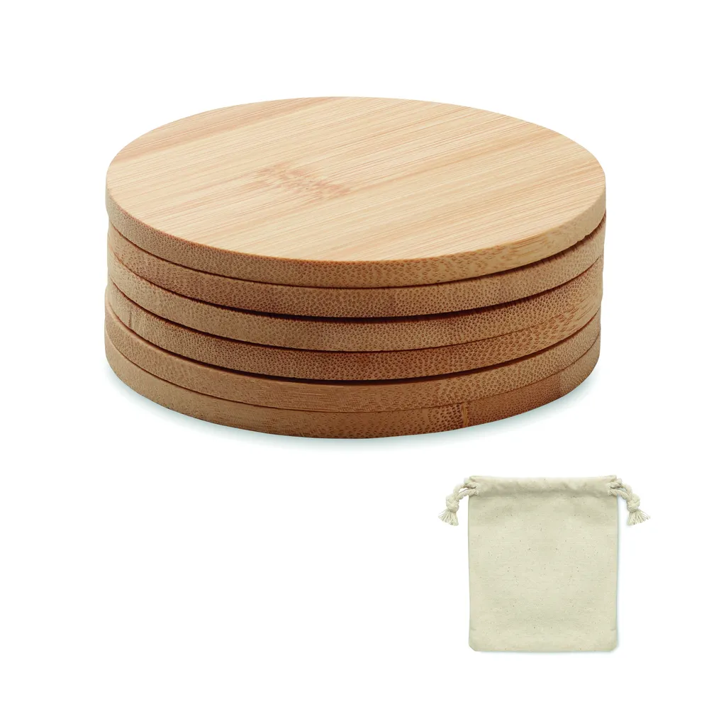 Bayin Set · Set van 6 bamboe onderzetters – Hout