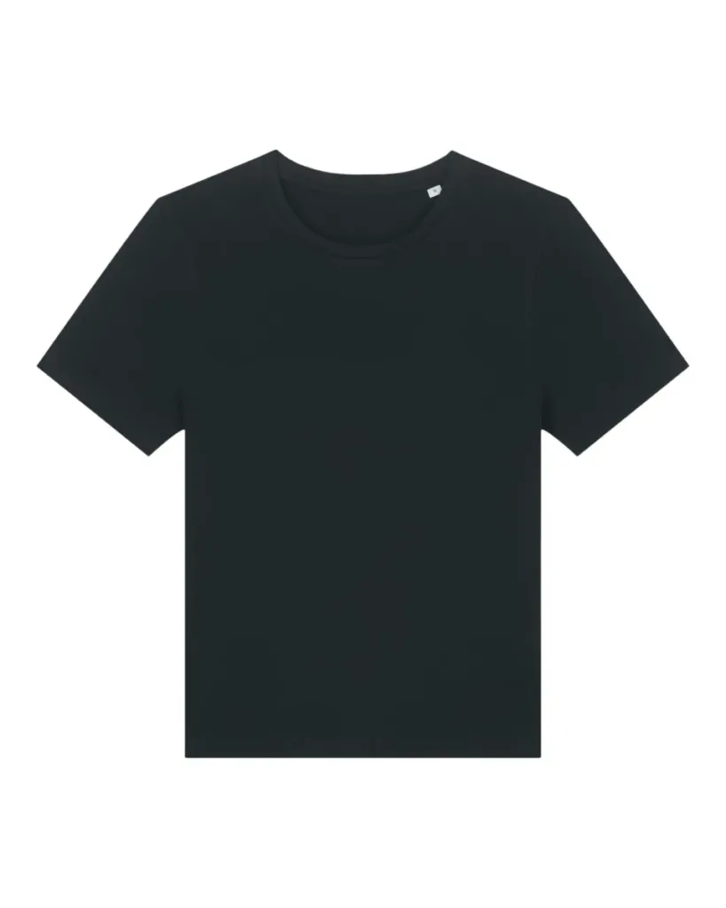 Stella Ella – Het dames fitted cropped T-shirt – Black
