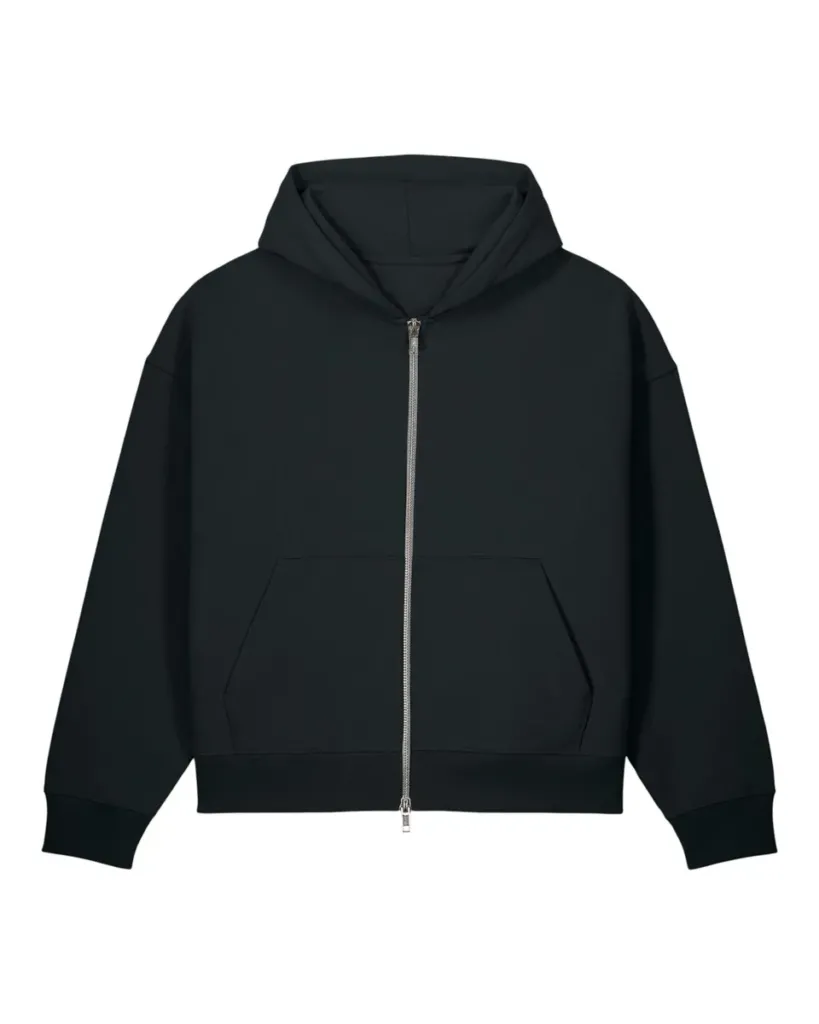 Fronter – Oversized rits hoodie in een gerecycled katoen blend – Black