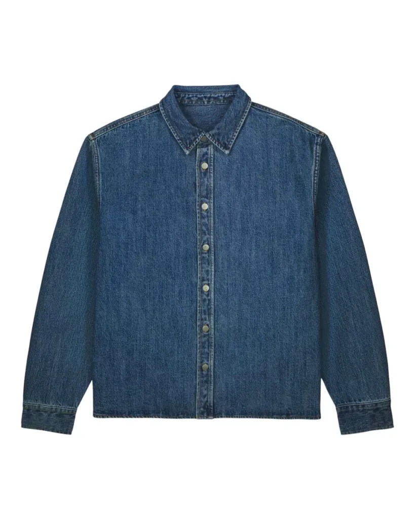 Palmer – Modern denim overshirt met een heavy weight en een structured handfeel – Mid Wash