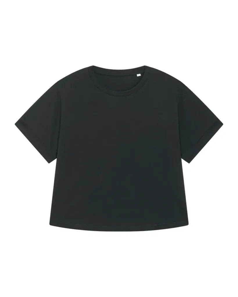 Stella Collider – Het dames oversized T-shirt met opgerolde mouwen – Black