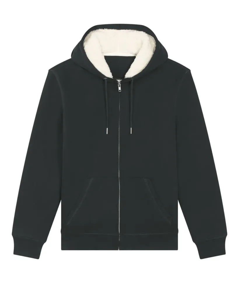 Hygger Sherpa – Sherpa-lined rits hoodie met cosy comfort – Black