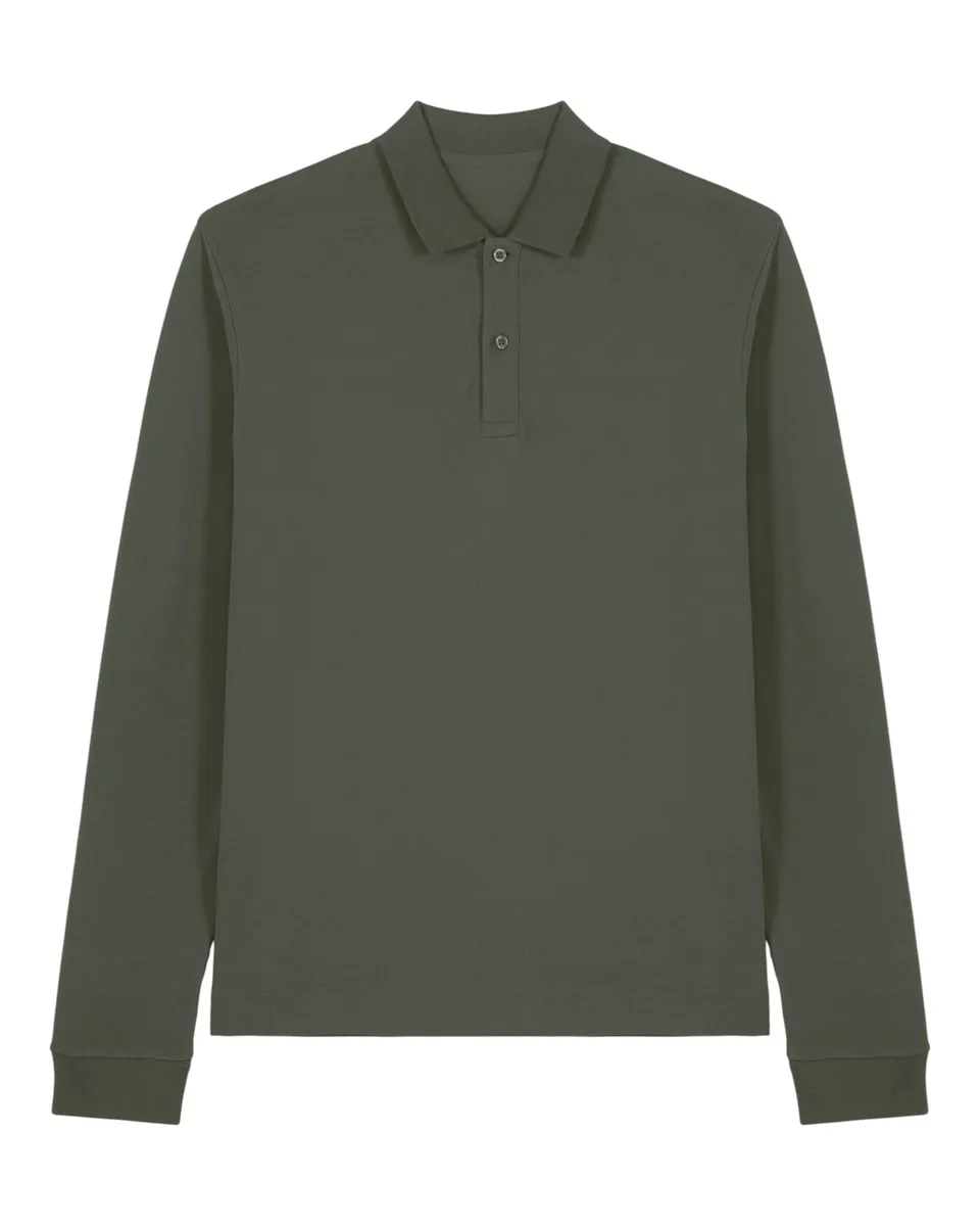 Prepster 2.0 Long Sleeve – Unisex long-sleeve polo met een preppy look – Khaki