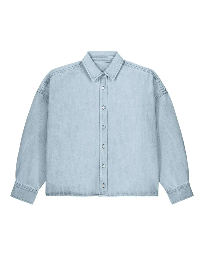 Stella Ember – Women's denim overshirt blending style en durability – Light Wash